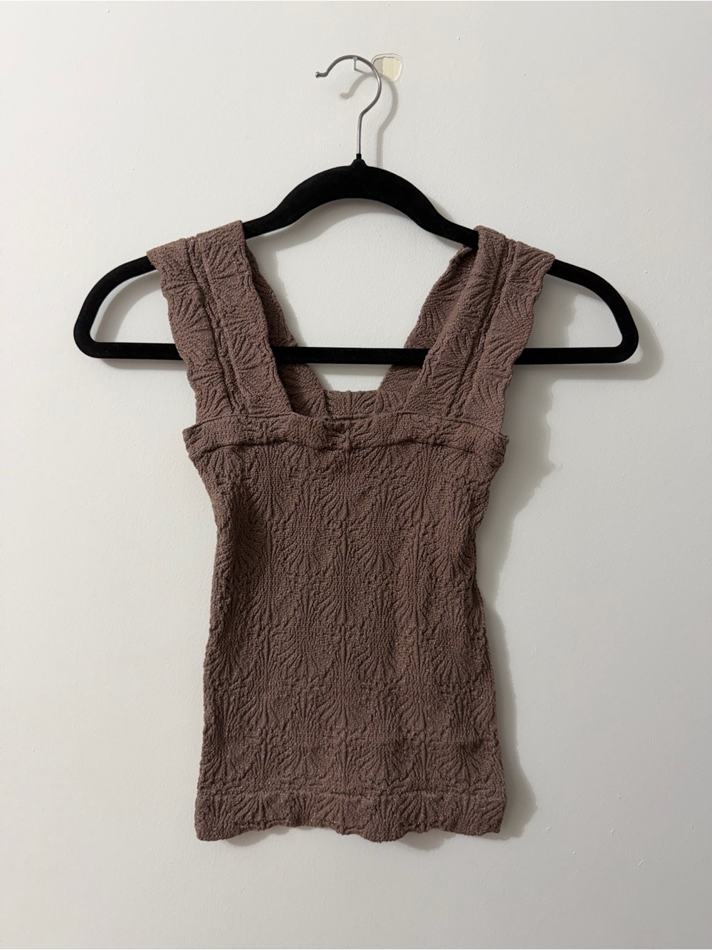 Aura Textured Square-Neck Tank Top - Brown